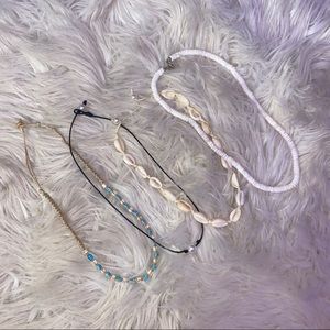 necklace bundle - cowrie shell, puka shell, pearl